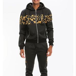 Men's 2 pc Printed Poly Span Track Suit